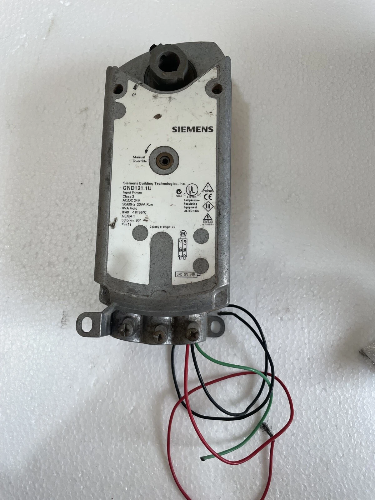 Siemens GND 121.1U Fire Damper Actuator Siemens  GND121-1U Fire Damper